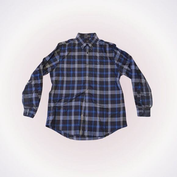 Nordstrom Gray and Blue Plaid Button-Down Shirt | Sz M - Picture 1 of 7
